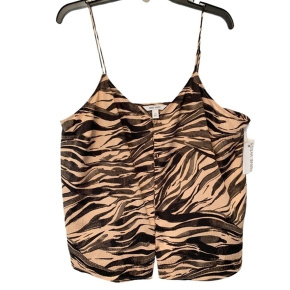 NEW SALE! 𝅺NINE WEST Brown Zebra Print Top Tank Cami XXL - Picture 1 of 7